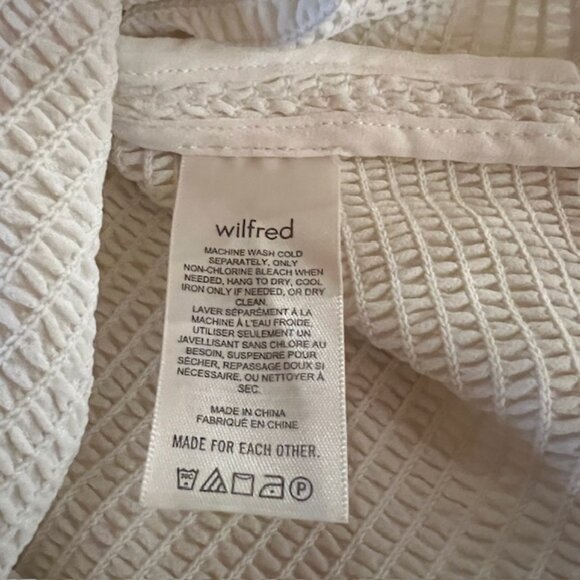 Wilfred Cream Smocked Blouse with Sheer Long Sleeves & Ruffle Hem - Size M - Picture 6 of 6